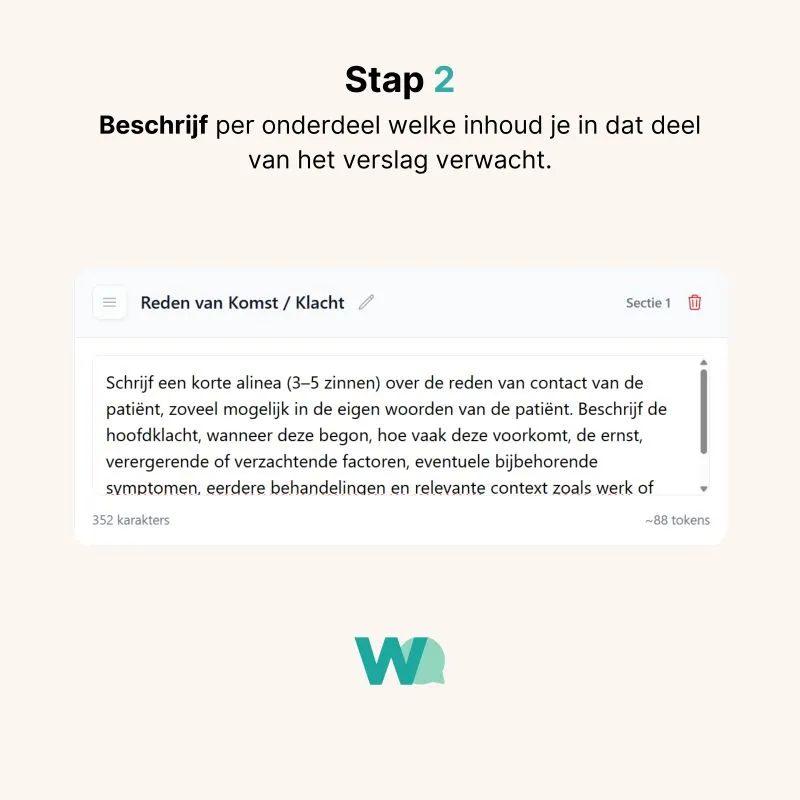 Stap 2: beschrijf per onderdeel welke inhoud je verwacht